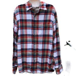J. CREW Flannel Plaid Checkered Lumberjack Button-Down Shirt Mens Medium